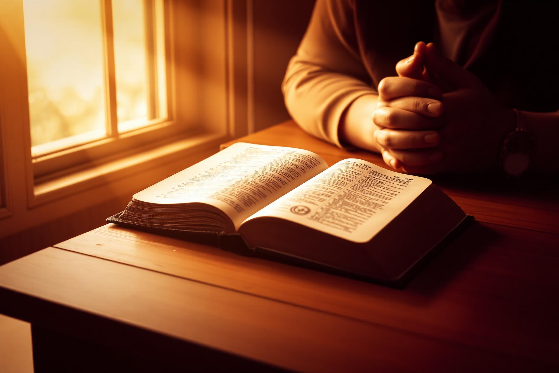 Biblia abierta con luz cálida